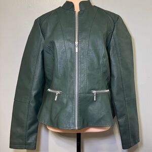 Baccini Forest Green Leather Jacket